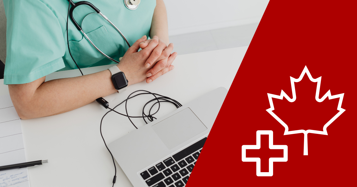Healthcare professional using laptop representing Canadian healthcare platform hosting