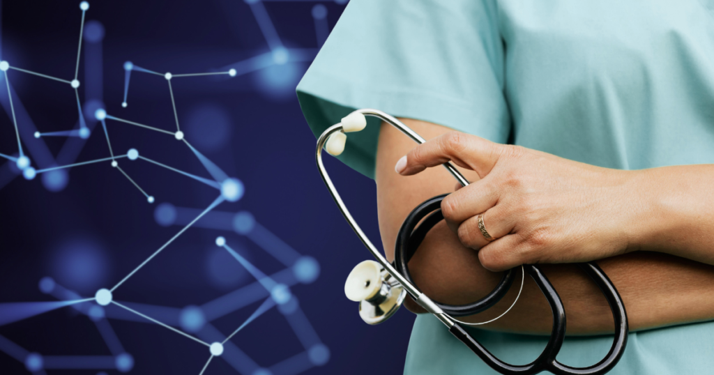 Healthcare professional holding a stethoscope representing secure healthcare hosting Canada and dedicated server hosting Toronto infrastructure.