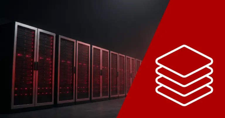 A full aisle of server racks all online in a Toronto tier 3 data centre, representing continuous uptime.